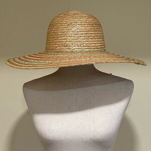 Candies Wide Brim Floppy Straw Hat Tan Multicolor One Size Packable Lightweight